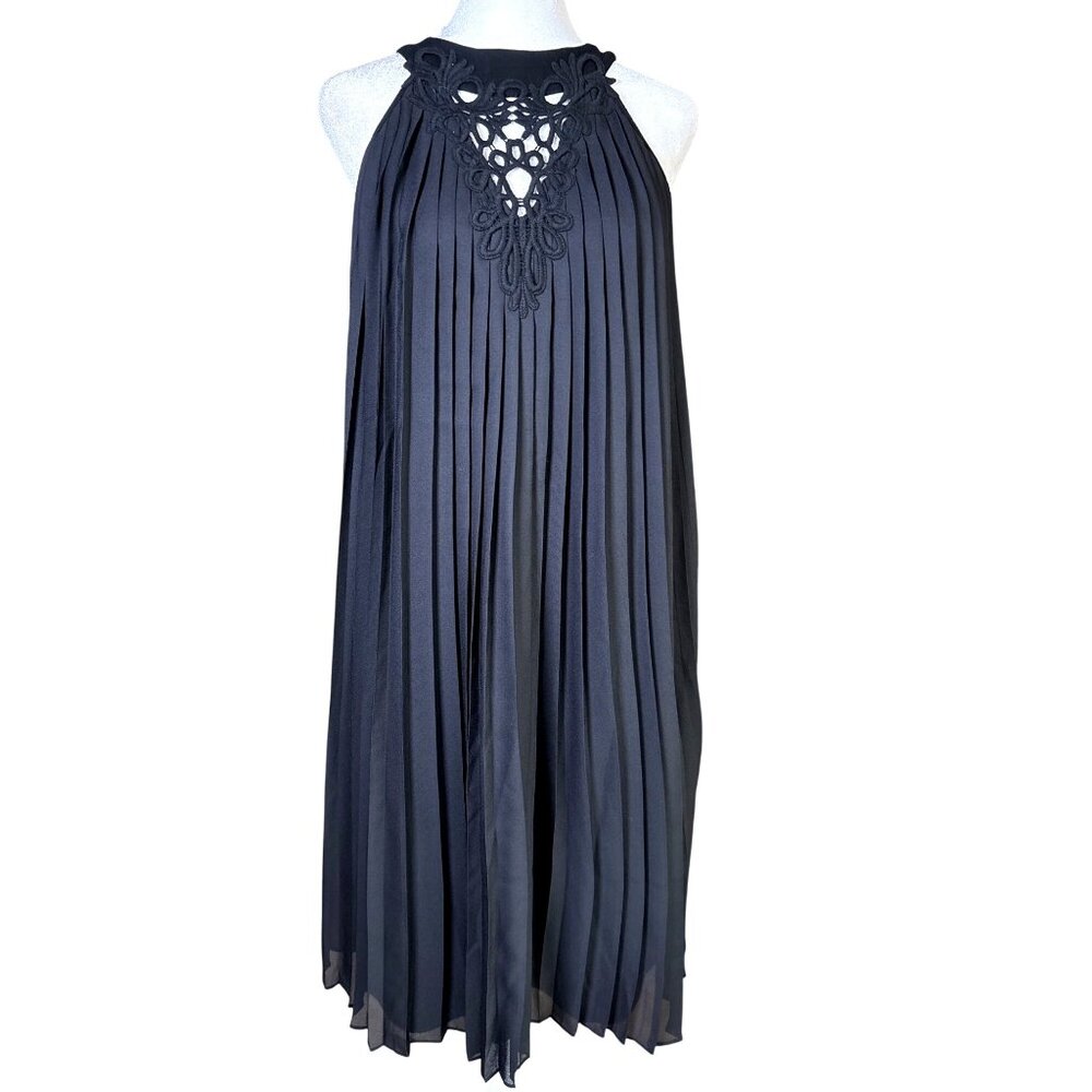 Anne Fontaine Dress Nelcy Size 38 Accordion Pleats Lined Black Cocktail Luxury